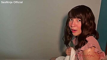 sharing the bed gets wild every time with that curvy blue-eyed beauty in sexy dress 😈