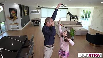 Sweet Teen Deepthroats Grandfather in Shy School Scene