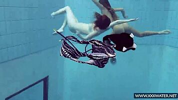 katrin and lucy big tits underwater in bikini nudist beach fun