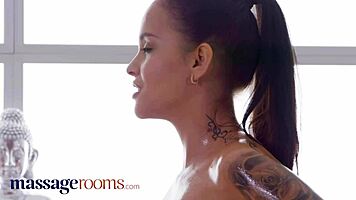 sofia lee and czech babe in massage room lesbian session