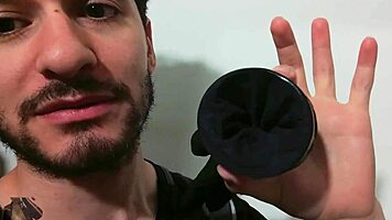 Huge Monster Cock Masturbates With Homemade Fleshlight At Work