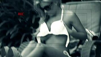 teen aubrey adams rubs small tits and fucks monster cock outdoors