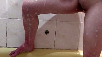 beautiful girl takes soapy bath, foam on her wet pussy 😍