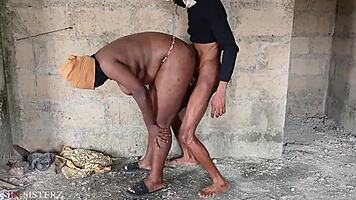 chubby ebony bbw fucks stepson with big black cock in building