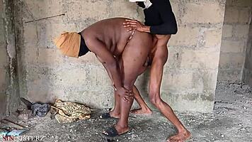 chubby ebony bbw fucks stepson with big black cock in building