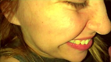 latina sexy sucks big cock in homemade creampie with natural tits.