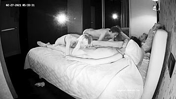 Two Guest Girls in Group Action with Young Males