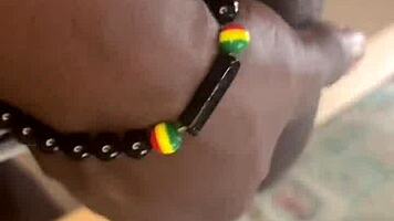 muscular bodybuilder sneaks big black cock toy into tight white pussy for intense solo orgasm