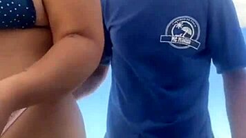 African Crossdresser Almost Fucks on Crowded Beach, Flashing Monster Cock.