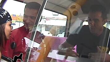 Brazilian Porn Actors Convince Hot Brunette Frentista to Record Oral!