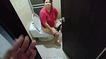 spied on curvy colombian stepsister in bathroom, she forces big ass fuck.