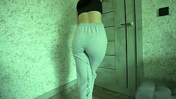 Petite teen experiences desperation pee in homemade video