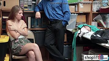 Petite teen gets busted and fucked by bad cop at office 😏