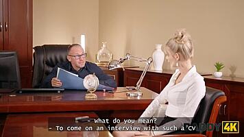 cute naomi love shows big natural tits and shaved pussy to future boss