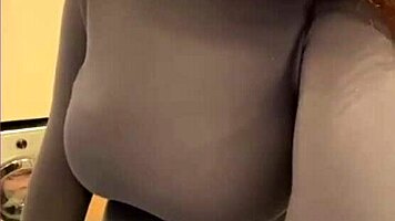 My milky stepmom licks her own nipples 😋