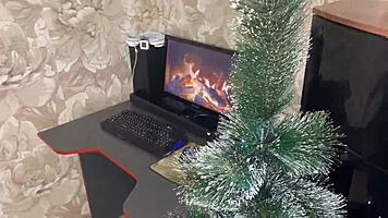 my step sister said, 'check out my christmas costume, and here's my holes as a gift!'