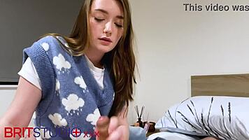 Brit Teen 18+ Gives an Oily Handjob