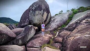 Adorable Girl Gives Deep Blowjob And Plays With Pussy In Public POV