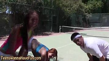 Bendy real teen spanked at outdoor party