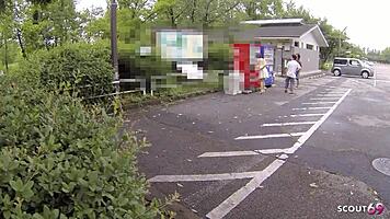 Petite japanese teen sucks stranger in car!