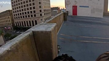 Rooftop Blowjob With Big Black Cock In Public Outdoor Setting