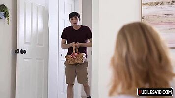 little princess unboxes her juice box, shy blonde getting deepthroat and creampie fucked