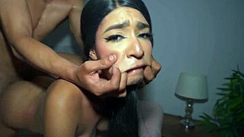 rough colombian teen cowgirl quickie ends with facial cumshot exhaustion