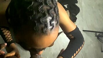 Petite Black Girl Licks and Spits During Intense Morning Sex in Dorm