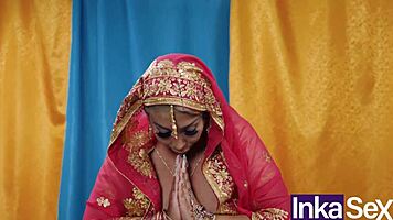 curvy indian milf seduces with huge natural tits in taboo flashing