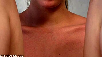 Cute russian babe virgin masturbates in blonde first casting