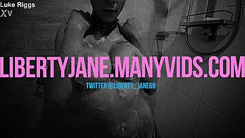 Liberty Jane enjoys solo dildo play with a huge orgasm in POV.