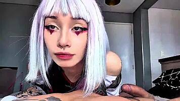 Amberzinha Cosplays Lucy in Rough Blowjob