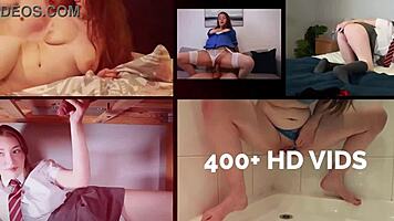 teen college student strips & cums with teasing exhibitionist foreplay