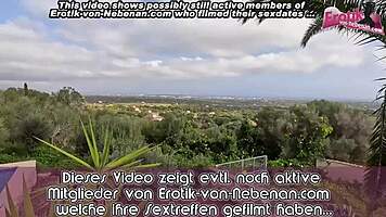 German teen with big natural tits getting anal fucked on balcony outdoors in POV