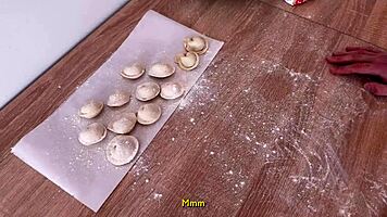 My stepsister was hungry, so I made dumplings and fucked her.