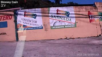 18yo latina teen gives public blowjob outside on the front lawn in broad daylight, big ass and monster cock