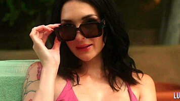 charlotte sins riding in the pool