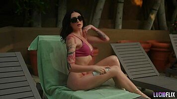 charlotte sins riding in the pool