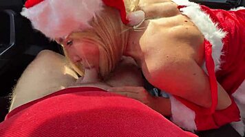 Christmas Sweet Gift to Snowgirl in Public