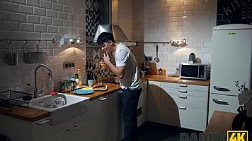 redhead goes crazy and jumps on daddy's cock