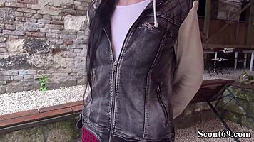 German scout films teen tata lilashi in outdoor casting session