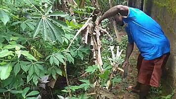 Young Girl Engages In Detailed Sexual Activity With Plantain Fruit In Oiled Garden Setting