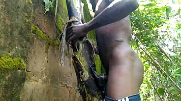 Young Girl Engages In Detailed Sexual Activity With Plantain Fruit In Oiled Garden Setting