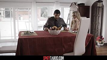 Stepmom and stepdad seduce their blonde stepdaughter into threesome 😏