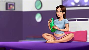 Horny Stepsis Caught Masturbating with Monster Dildo in Room