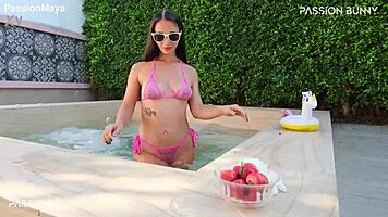 Morning Bikini Chill with Girl Next Door Flashing Outdoors