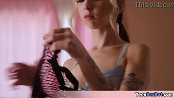 Skinny Petite Stepsister Models Lingerie Fashion Show