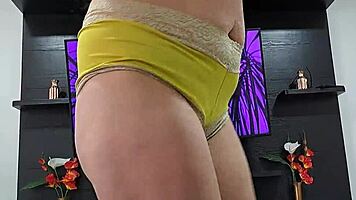 stepsister in pantyhose gives intriguing erotic dance with big ass