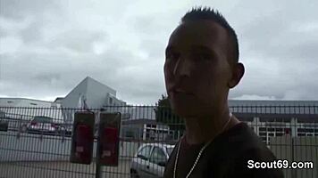 Join this real German amateur teen 18+ for outdoor threesome fun