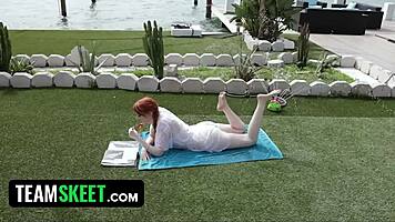 krystal orchid in bracefaced ginger bush with riding and cumshot action